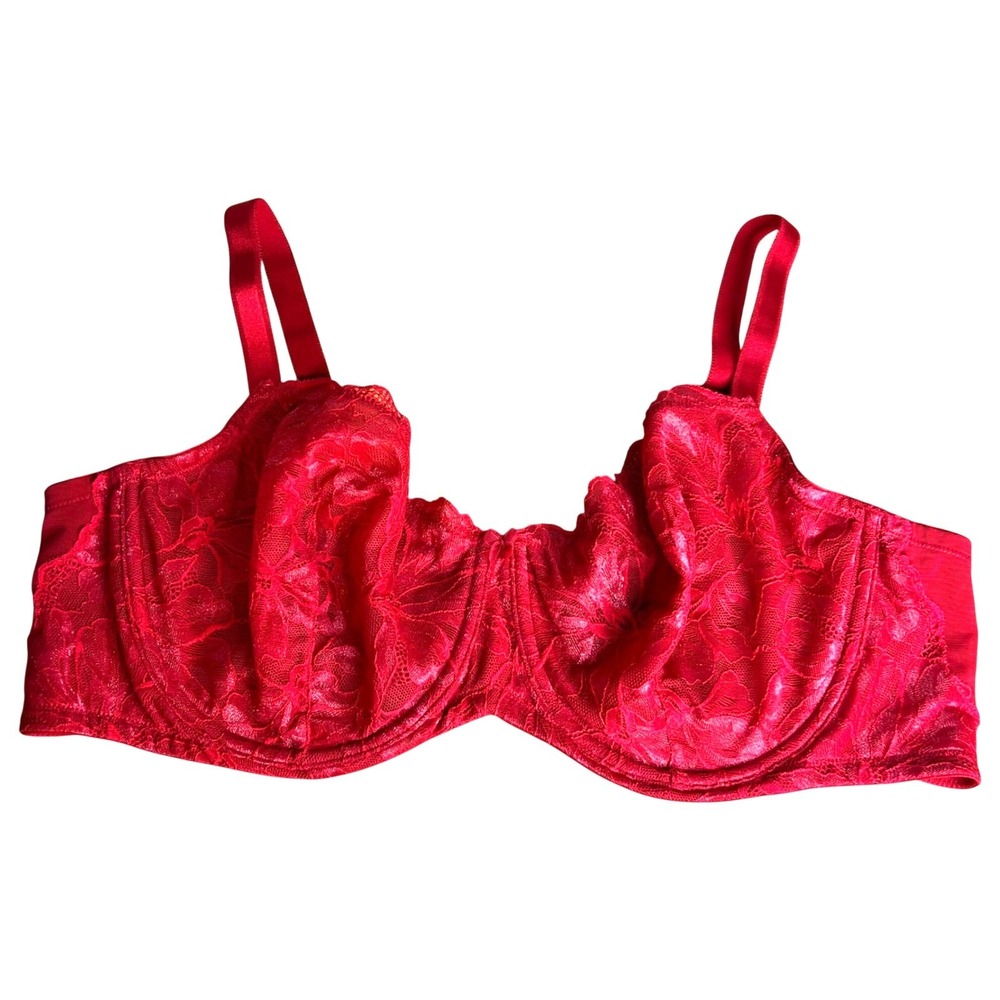 Torrid Curve Lace Bra Sz 46C Red Unlined Underwire Vampy Boudoir Lingerie